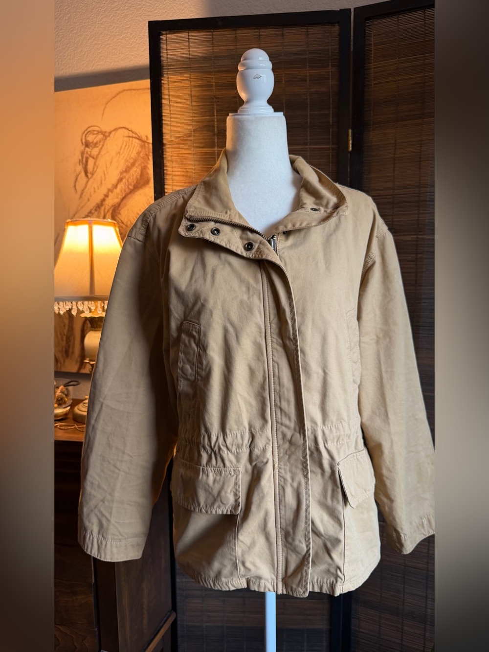 Madewell Women’s M Tan 100% Cotton Utility Field Jacket Drawstring Waist
